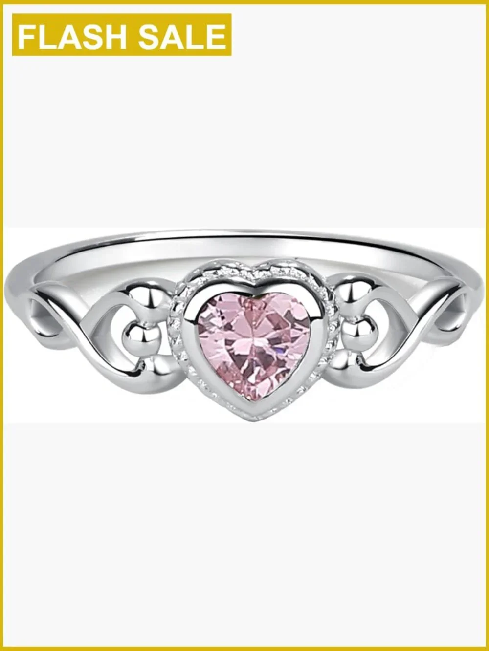 Sterling Silver Simulated CZ Heart Birthstone Ring for Girls - 925